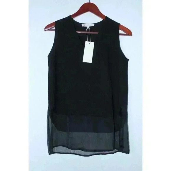 Relished Tops - Relished Solid Black Opaqe Sheer Layered Women's Tank Top Size S‎